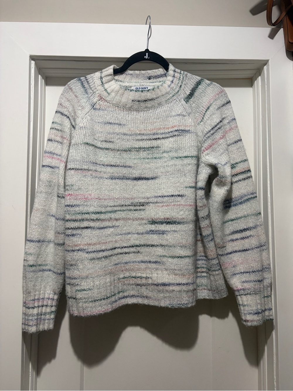Old Navy Cream Crewneck Sweater with Multicolor Speckle